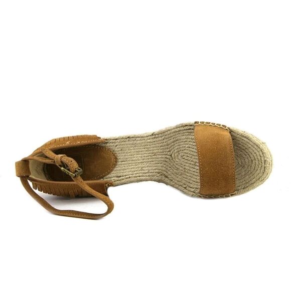 Frye Lila Feather Wedge Women 8M Sand Open Toe Suede Sandal - New - Picture 3 of 11